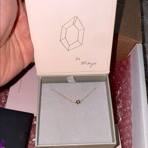 Gold Star of David Pendant Asymmetrical Necklace - Women